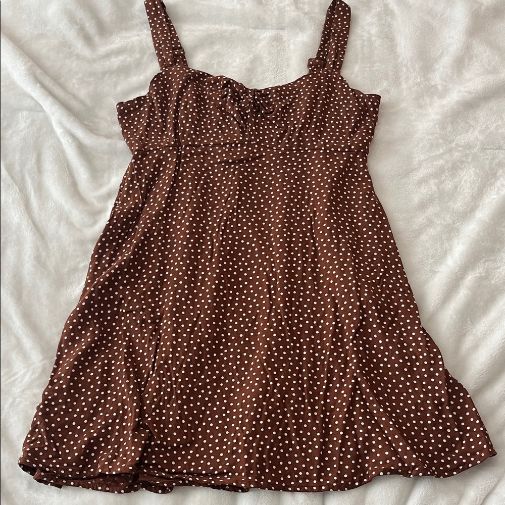 Old Navy Brown +  White Polka Dot Mini Dress